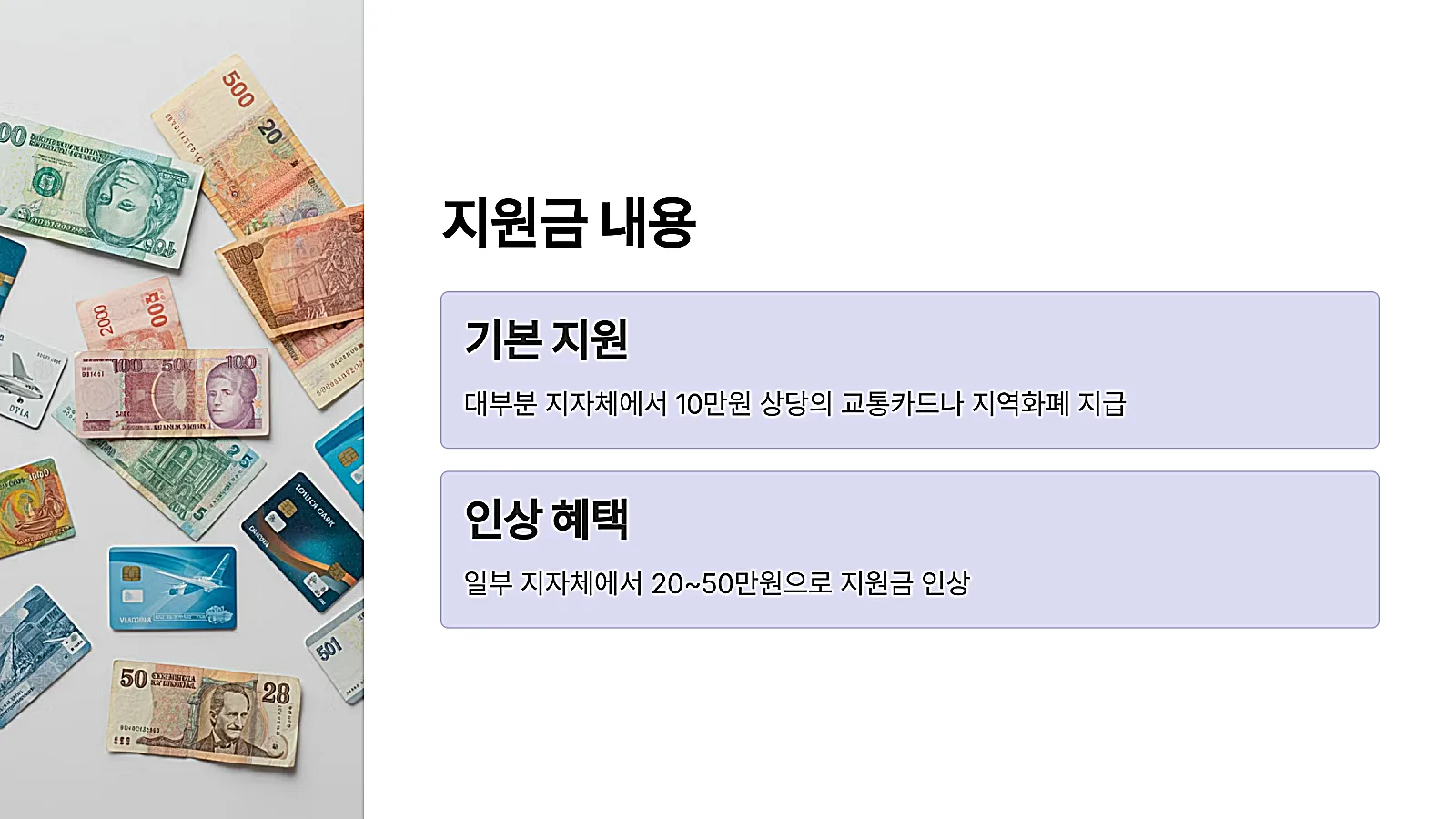 노인 운전면허 반납 지원금 내용 표 사진