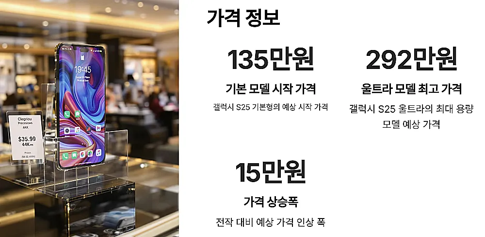 갤럭시S25 모델 별 가격 정보